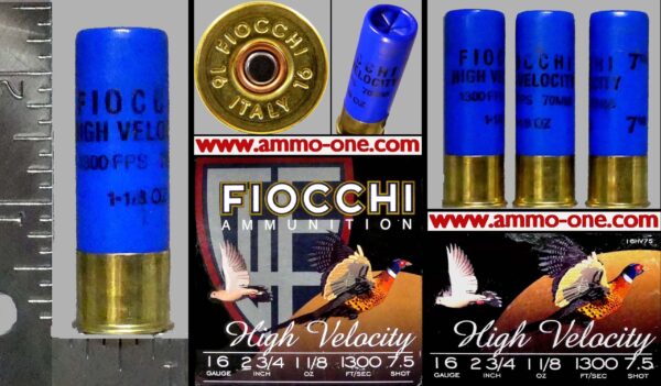 16 Ga. A: Fiocchi, Plastic Case, #7 &1/2 Shot, One Cartridge a not Box