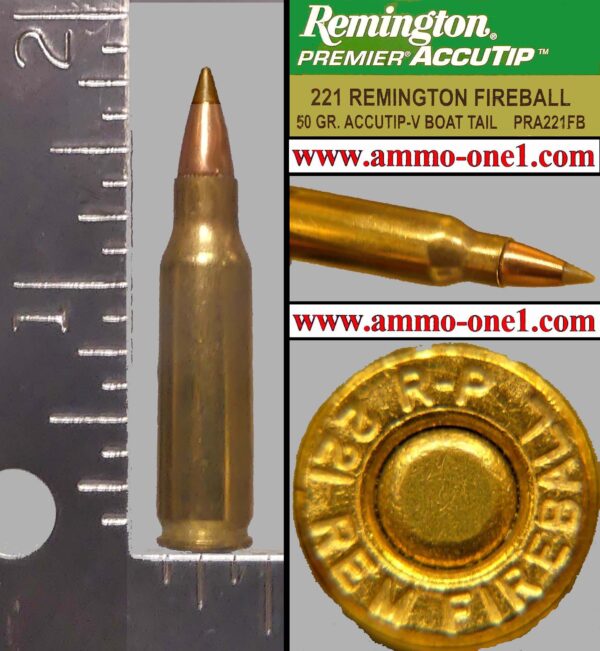 .221 remington fireball by remington, *accutip,*one cartridge not a box.