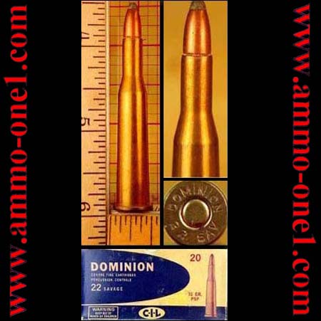 .22 savage high power by dominion, "mint & bright", jsp, one cartridge not a box!