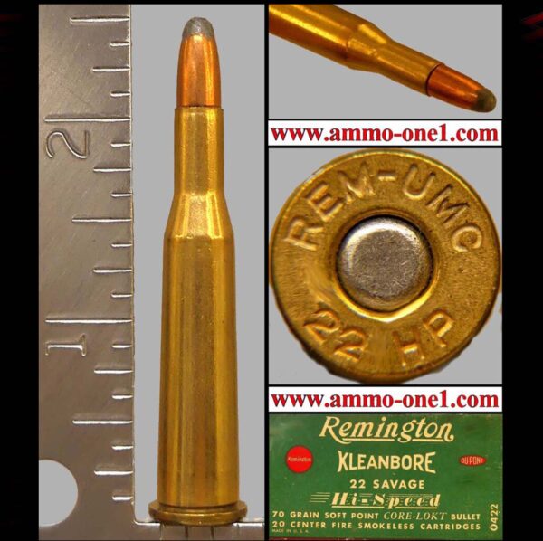 .22 savage high power by rem umc, jsp, one cartridge not a box