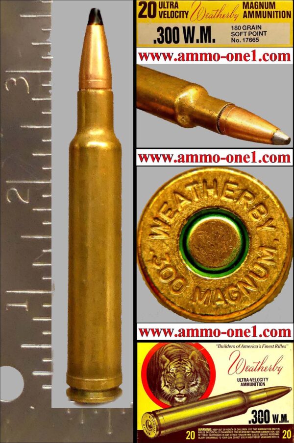 .300 Weatherby Magnum, OLDER H/S*, JSP, Some Patina* see note on page., One Cartridge not a Box!