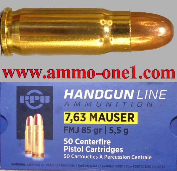 .30 mauser or 7.63 mauser, by ppu, box of 50, fmj, discounts as low as $39.95.
