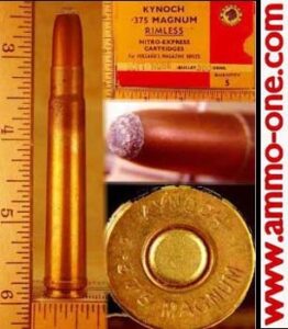 .375 H&H Mag. 3.) Rimless, Kynoch, JSP, 1 Cartridge not the Box - Ammo-One1