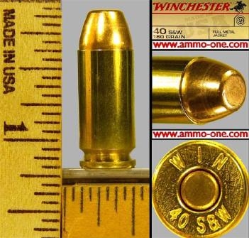 40s_wfmjwin-351x335 .40 Smith & Wesson, "WIN 40 S&W" H/S by Winchester, FMJ, One Cartridge, not a Box.