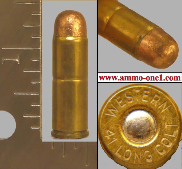 .41 long colt, western cart. co. lubaloy, 1 cartridge. not a box, *due to age no returns, if it does not fire! .41 long colt, western cart. co. lubaloy, 1 cartridge. not a box, *due to age no returns, if it does not fire!