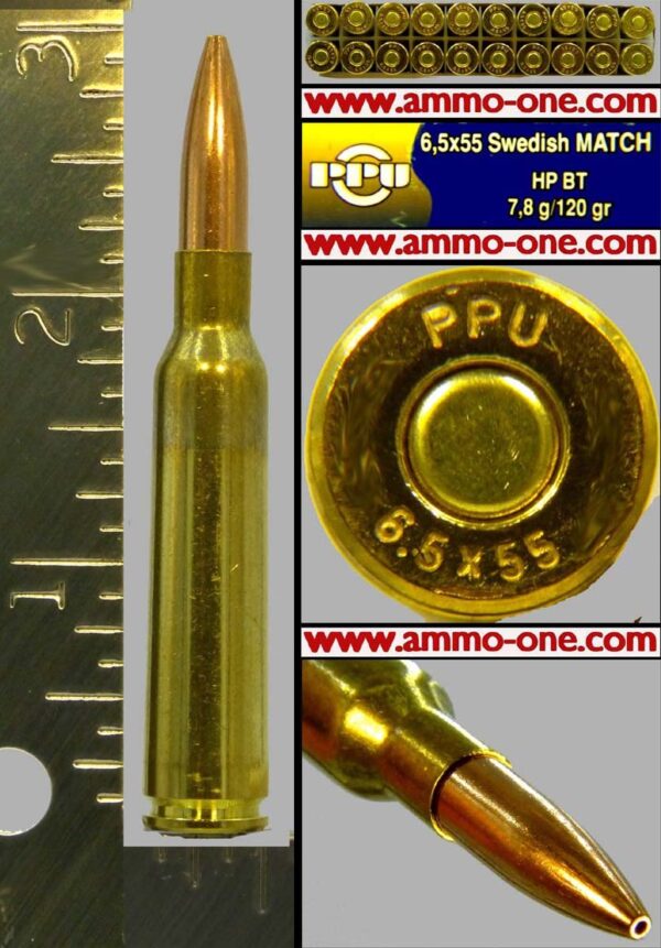 6.5x55mm Swedish Mauser #2, Match, JHP, 1 Cartridge, not a Box!