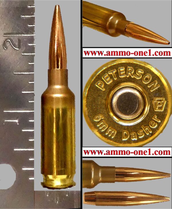 6mmdasherpetersonhs105grbergervctarget1 6mm Dasher Wildcat with Correct H/S., One Cartridge not a box