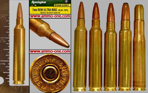 7mm 7mm Remington Ultra Magnum by Remington "Minor Nicks", 150 JSP, One Cartridge not a box