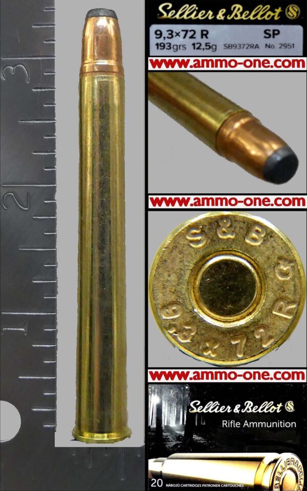 9.3x72Rmm by S&B, 193gr. JSP, One Box of 20 Cartridges