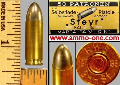 9mmsteyrrws 9mm Steyr by RWS, 1935 FMSJ, One Cartridge, not a box