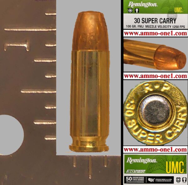 30 super carry by remington, 100 gr. fmj, one cartridge not a box.