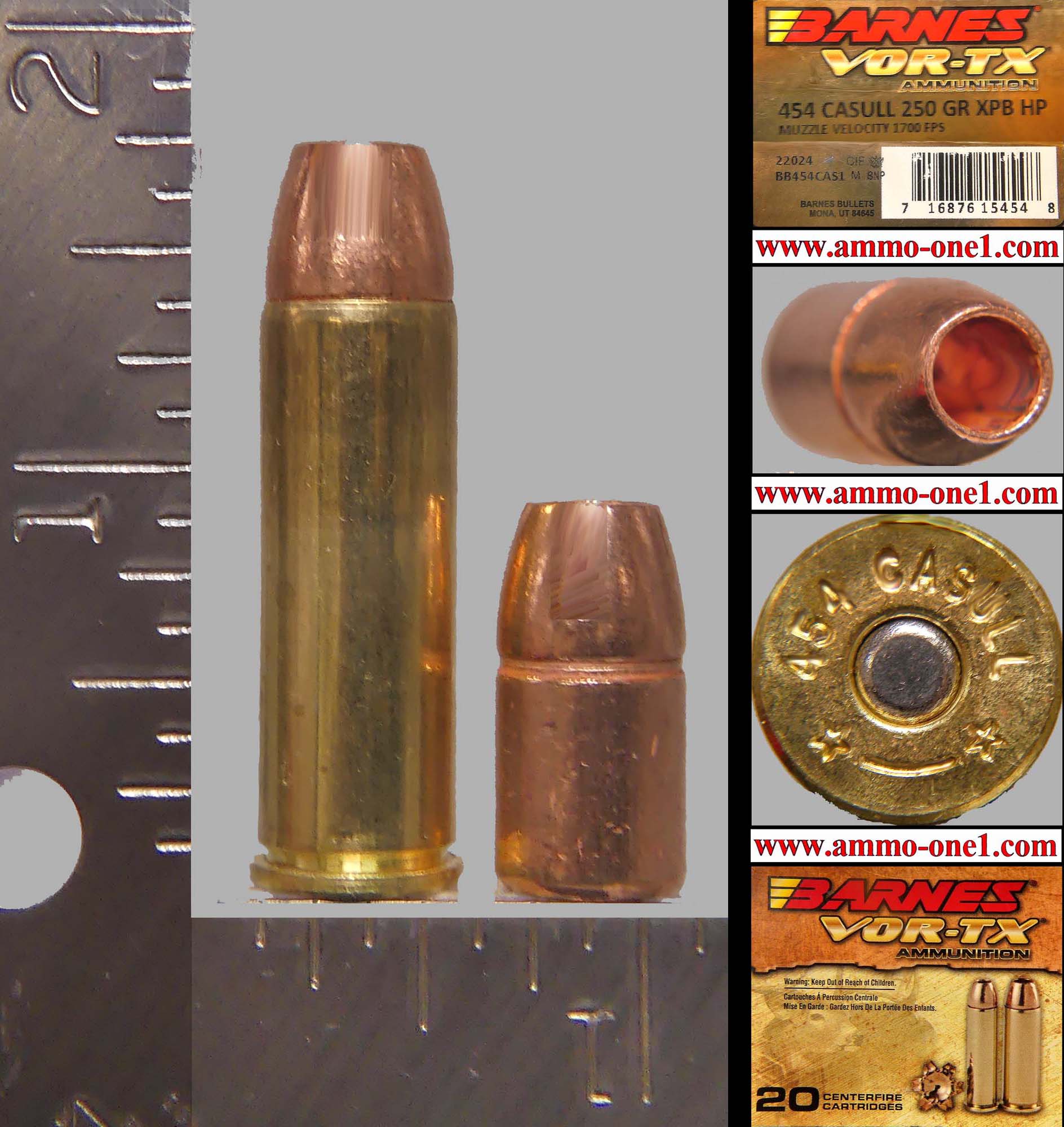 (Item # .03) .454 Casull, By Barnes Ammunition Co., Massive JHP ...