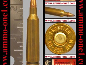 .22 250 remington by hornady, "frontier" h/s, j.s.p., *nice patina* started, one cartridge, not a box.