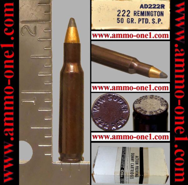 .222 remington factory dummy by winchester, dyed brown case,"jsp", no primer pocket! "w w super" h/s, one cartridge not a box! .222 remington factory dummy by winchester, dyed brown case,"jsp", no primer pocket! "w w super" h/s, one cartridge not a box!