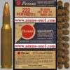 .222 remington by peters, box of 20 cartridges, box not mint, cartridge at mint with some *patina*,50 grain jsp, "r p" h/s.