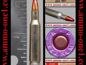 .222 remington proof by remington, dyed "jsp", dyed "r p" h/s, *warning*, one cartridge not a box!
