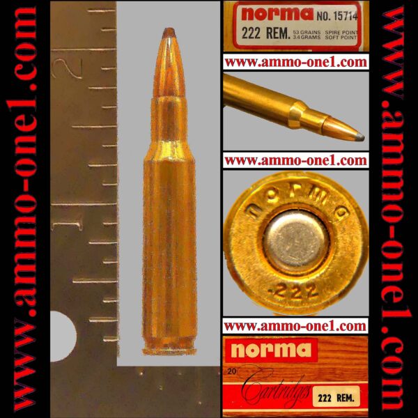 .222 remington by norma, "jsp", "norma" h/s, one cartridge not a box!