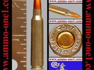 (a008) .223 remington by colt / barnaul, 2014 special run, "colt" h/s 62 gr. fmj, bimetal case, one cartridge not a box.