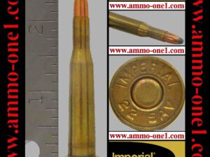 .22 savage high power by c.i.l. with "imperial" h/s, 70 gr. jsp, mint with some *patina*, one cartridge not a box! (copy)