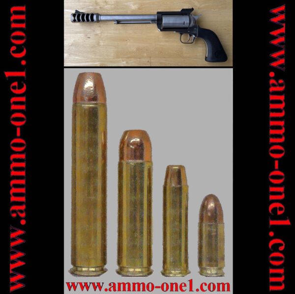 size comparison .500 bushwhacker with 500 s&w mag., 357 mag. and 9mm luger