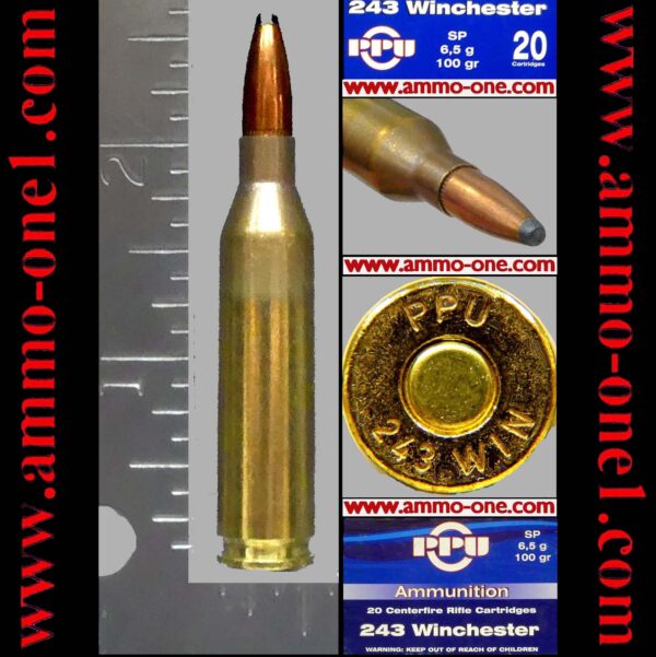 .243 winchester by prvi partizan of serbia, new production, 100 gr. jsp, one box of 20 cartridges. clearance sale!